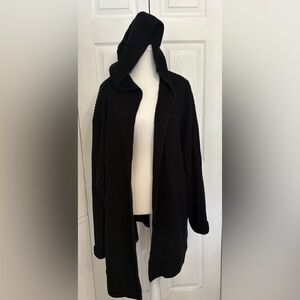 Evans Open Front Hooded Cardigan Knit Sweater 26/28 Black Plus Size 3X 4X